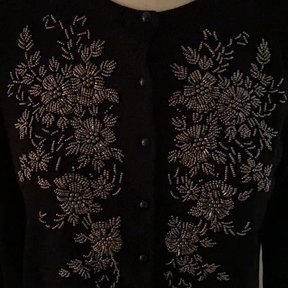 Cable & Gauge Black Cardigan Embellished With Gold Beads - Picture 2 of 8